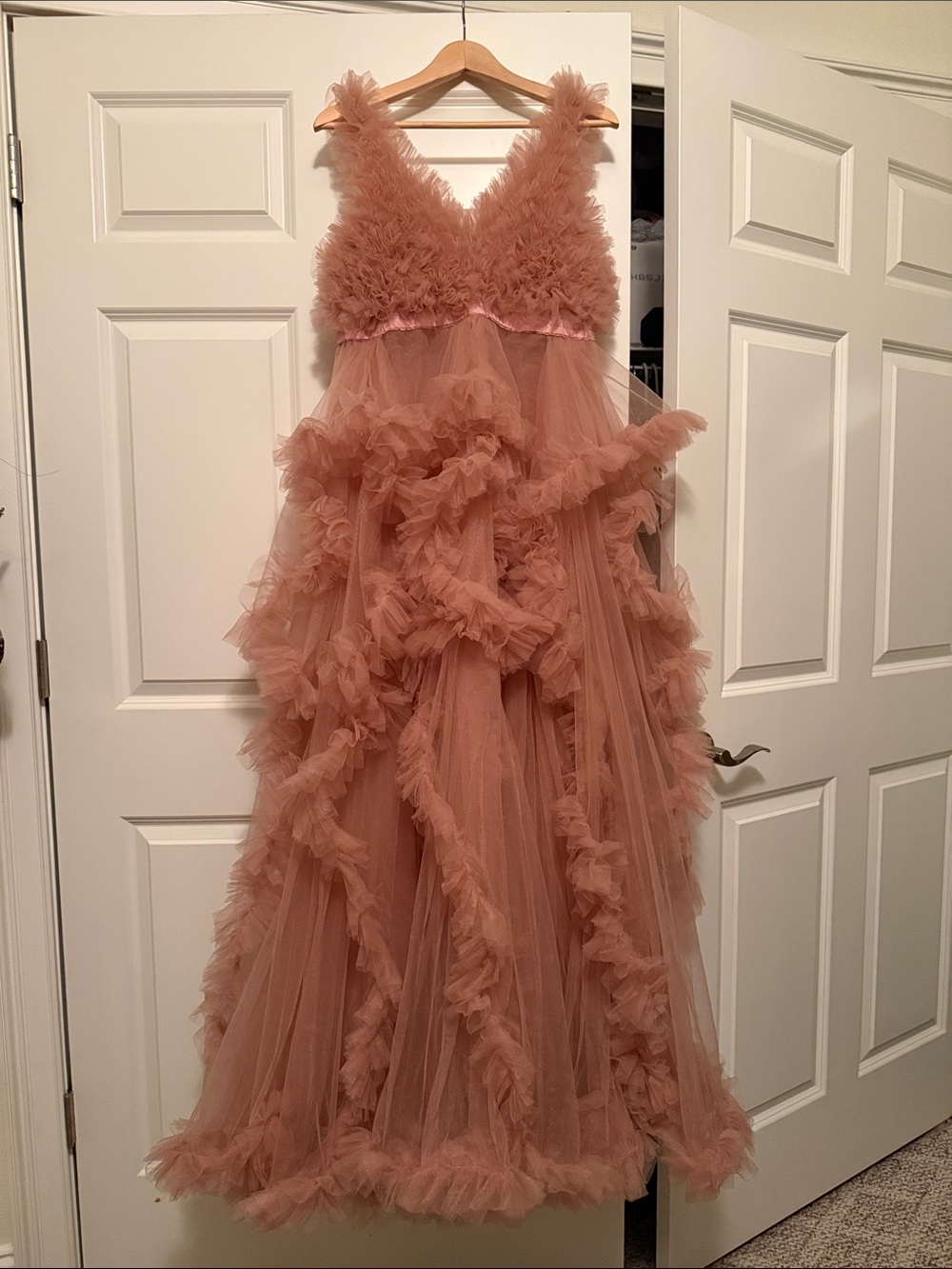 Blush Pink Ruffled Tulle Gown